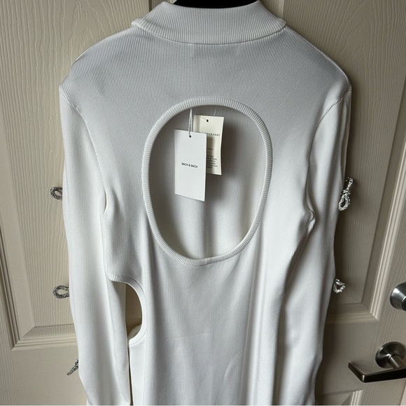 MACH & MACH Crystal-Embellished Ribbed Cotton Mini Dress - Picture 6 of 7